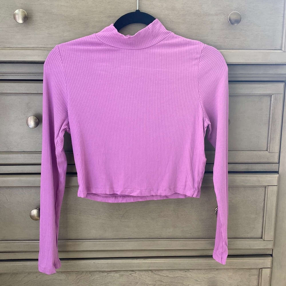 Asos Purple Long Sleeve Crop Top